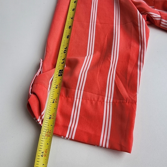 Millenium Shirt Dress Women Button Up Pockets Short Sleeve Striped Coral Pink 1X - Picture 15 of 15